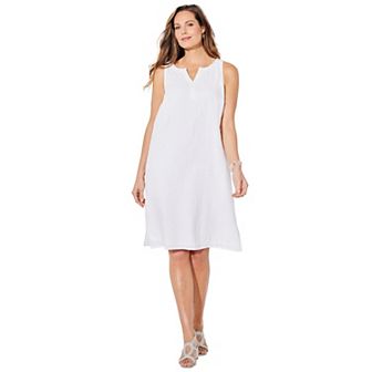 Catherines Women's Plus Size Anywear Pucker Cotton Shirt Dress