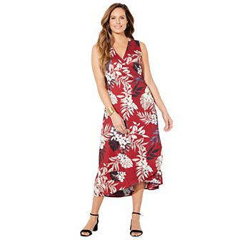Catherines Women's Plus Size Effortless Faux Wrap Dress