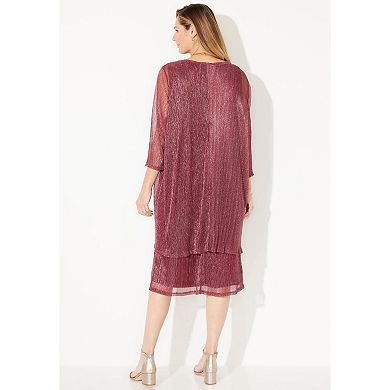 Catherines Women's Plus Size Shimmer Crinkle Duet Dress