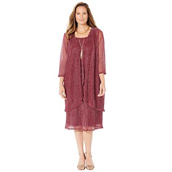 Catherines Women's Plus Size Shimmer Crinkle Duet Dress