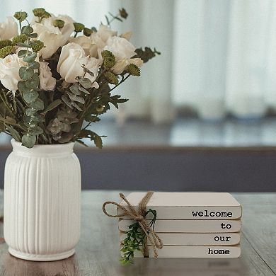 Parisloft Decorative Wooden Books - Welcome to Our Home, Whitewashed