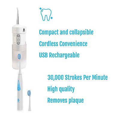 Ultimate Smile Care Duo: Triple-Head Tooth Wizard & Travel-Ready Water Flosser