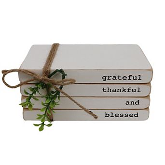 Parisloft Decorative Wooden Books - Grateful Thankful and Blessed