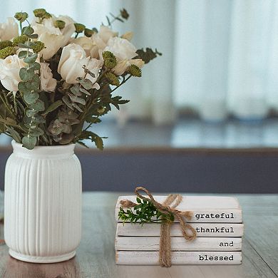Parisloft Decorative Wooden Books - Grateful Thankful and Blessed