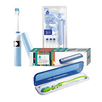Travel Oral Care Essentials Bundle: Portable UV Toothbrush Sanitizer & Portable Electric Toothbrush