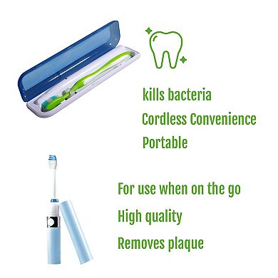 Travel Oral Care Essentials Bundle: Portable UV Toothbrush Sanitizer & Portable Electric Toothbrush