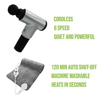 Ultimate Muscle Recovery & Pain Relief Bundle: 6 Speed Massage Gun & Electric Heating Pad