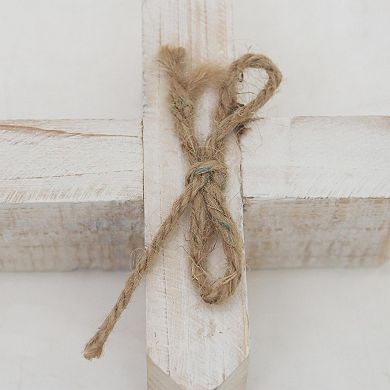 Parisloft Blessed White Washed Wood Cross Tabletop Decor, Farmhouse Decor, 10" W x 5.875" D x 2" H