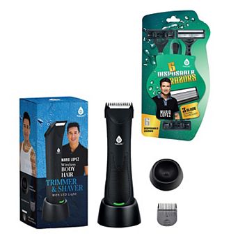 Pursonic - Mario Lopez Wireless Body Hair Trimmer & Shaver and Mario Lopez Disposable Razors