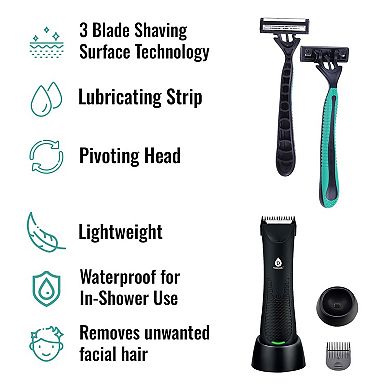 Pursonic - Mario Lopez Wireless Body Hair Trimmer & Shaver and Mario Lopez Disposable Razors