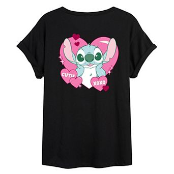 Disney's Lilo & Stitch Juniors' Heart XOXO Oversized Tee