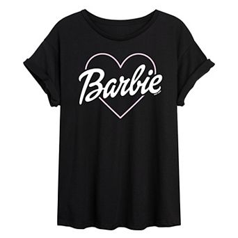 Juniors' Barbie® Logo Heart Oversized Tee