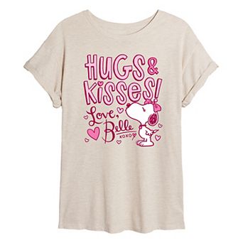 Juniors' Peanuts Belle Hugs & Kisses Oversized Tee