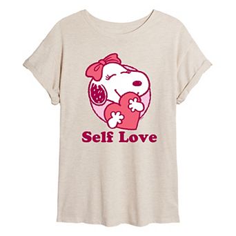 Juniors' Peanuts Belle Self Love Oversized Tee
