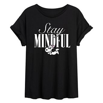 Juniors' Peanuts Belle Stay Mindful Oversized Tee