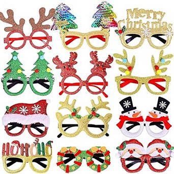 ACJPR Investments 12 pc Christmas Glasses Glitter Holiday Party