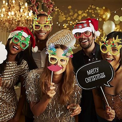 ACJPR Investments 12Pcs Christmas Glasses Glitter Holiday Party