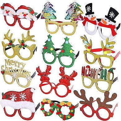 ACJPR Investments 12Pcs Christmas Glasses Glitter Holiday Party