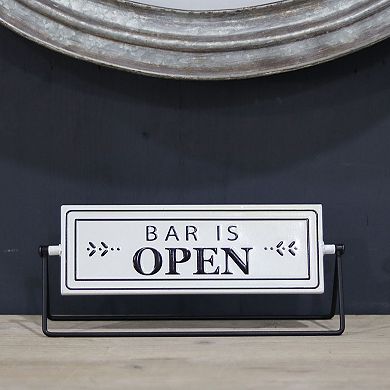 Parisloft Small Bar is Open or Closed Rotating Metal Tabletop Decor, 12" W x 1-1/8"D x 4-7/8"H