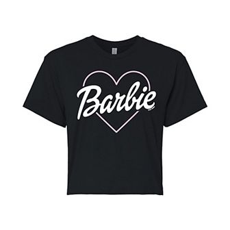 Juniors' Barbie® Logo Heart Cropped Tee