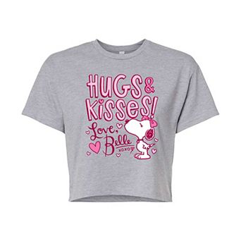 Juniors' Peanuts Belle Hugs & Kisses Cropped Tee