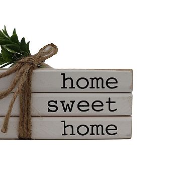 Parisloft Home Sweet Home Farmhouse Wood Book Decor, White, 4.75 x 3 x 7.125 inches