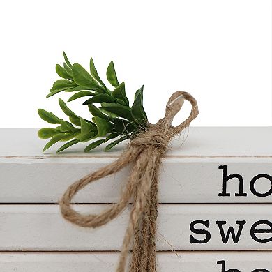 Parisloft Home Sweet Home Farmhouse Wood Book Decor, White, 4.75 x 3 x 7.125 inches