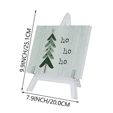 Parisloft Ho Ho Ho Wood Freestanding Sign with Wooden A-Framed Easel, Christmas Decor