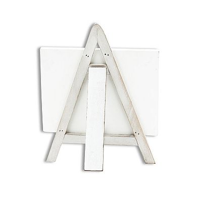 Parisloft Ho Ho Ho Wood Freestanding Sign with Wooden A-Framed Easel, Christmas Decor