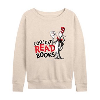 Women's Dr. Seuss Cool Cats Read Books French Terry Long Sleeve Tee