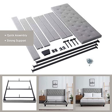 Nestl Wingback Diamond Upholstered Platform Bed Frames