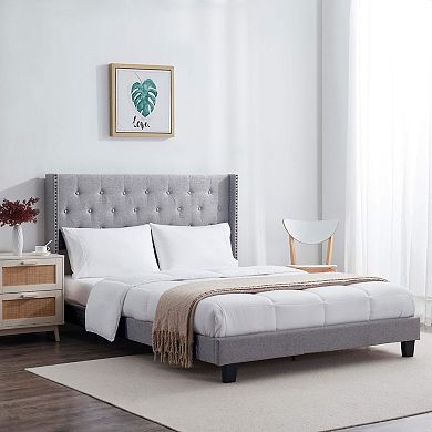 Nestl Wingback Diamond Upholstered Platform Bed Frames