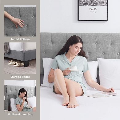 Nestl Wingback Diamond Upholstered Platform Bed Frames