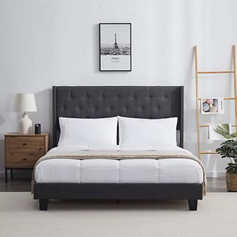 Nestl Wingback Diamond Upholstered Platform Bed Frames