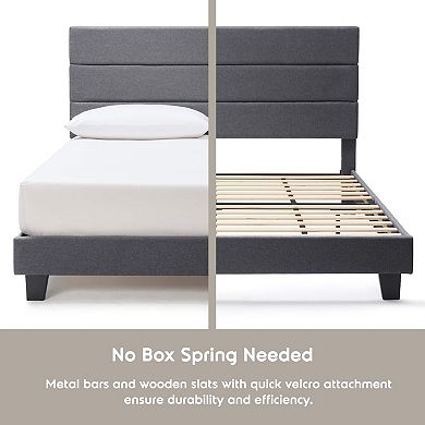 Nestl Horizontal Channel Upholstered Platform Bed Frame