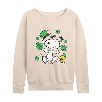 Women's Peanuts Snoopy St Patrick's Day French Terry Long Sleeve Tee