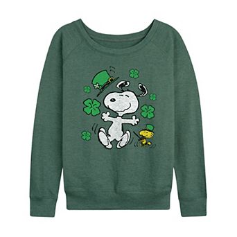 Women's Peanuts Snoopy St Patrick's Day French Terry Long Sleeve Tee