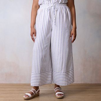 Plus Size LC Lauren Conrad Striped Pull-On Soft Pants