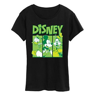 Disney's Mickey Mouse, Goofy & Donald Duck Women's Shamrock Grid Graphic Tee