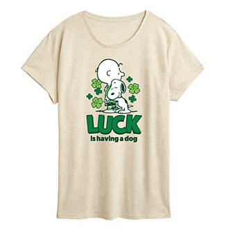 Women's Peanuts Snoopy Luck Is Having A Dog Graphic Tee