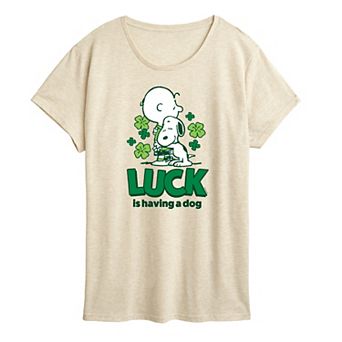 Women's Peanuts Snoopy Luck Is Having A Dog Graphic Tee