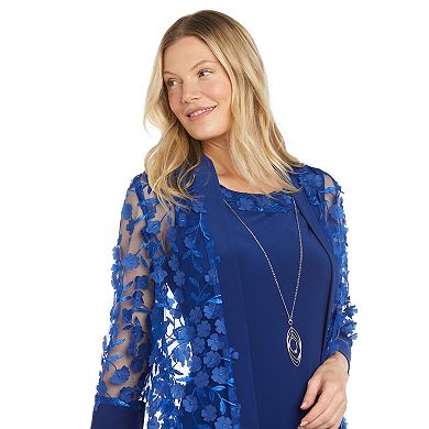 Women's R&M Richards 3-pc. Floral Jacket, Dress, & Necklace Set