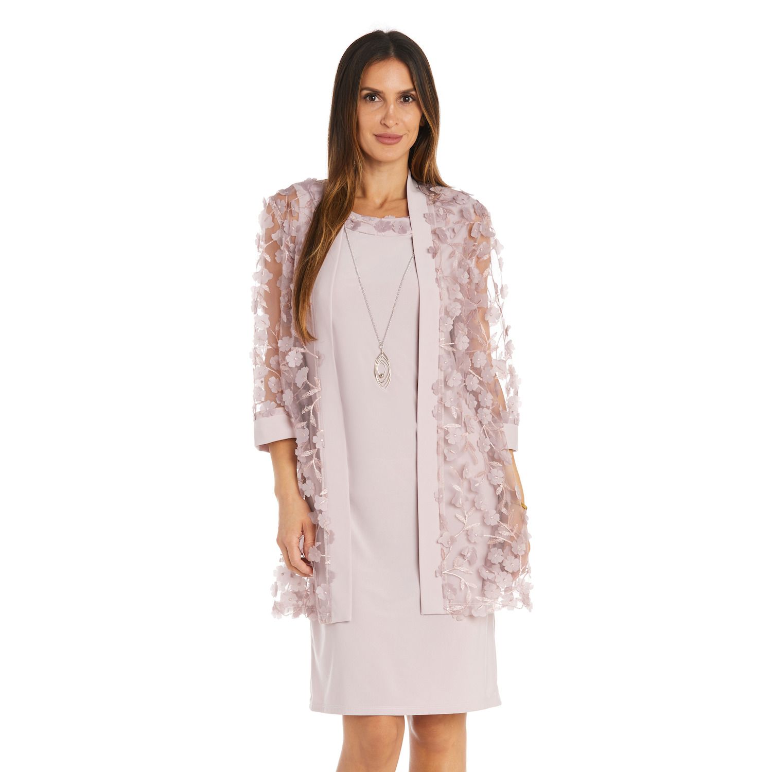 Женские платья R&M Richards 3 pc Floral Jacket, Dress, & Necklace Set