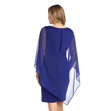 Women's R&M Richards Asymetric Cascade Capelet Faux Wrap Dress