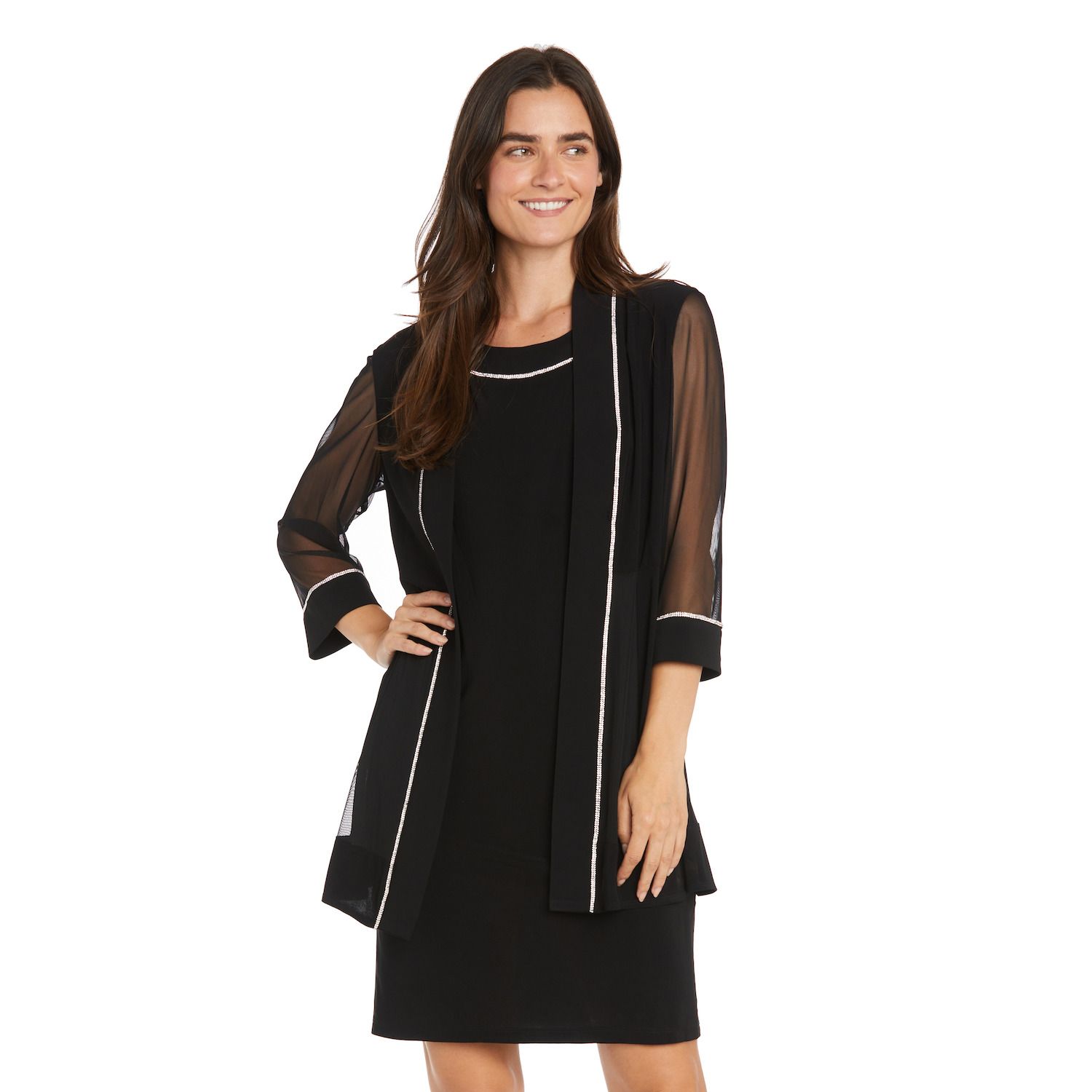 Женские платья R&M Richards 2 pc Rhinestone Trim Jacket & Dress Set