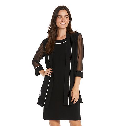 Женские платья R&M Women's R&M Richards 2 pc Rhinestone Trim Jacket & Dress Set