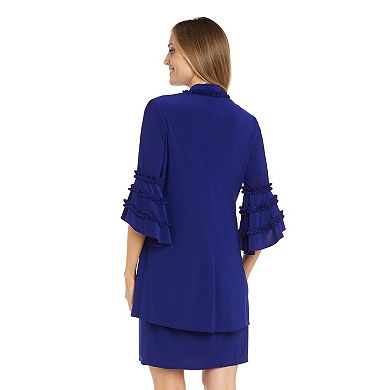 Women's R&M Richards 3-pc. Ruffle Sleeve Dress, Jacket and Necklace Set