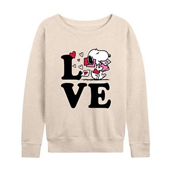 Women's Peanuts Love Snoopy French Terry Long Sleeve Tee