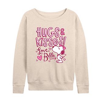 Women's Peanuts Belle Hugs & Kisses French Terry Long Sleeve Tee