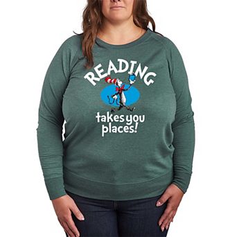 Plus Size Dr. Seuss Reading Takes French Terry Long Sleeve Tee
